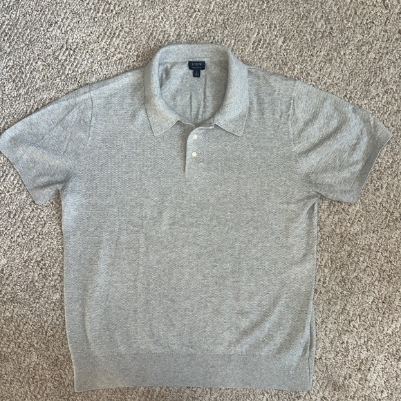 Jcrew Other - Mens Jcrew Short Sleeve Sweater Polo Large Gray EUC 100% Cotton